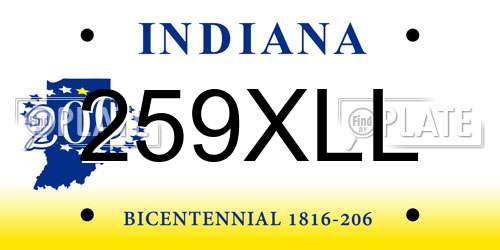 259XLL Indiana License Plate