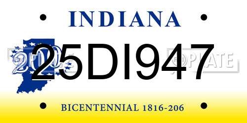 25DI947 Indiana License Plate