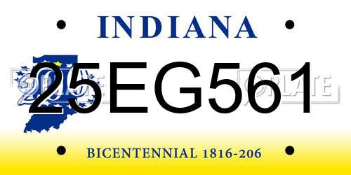 25EG561 Indiana License Plate