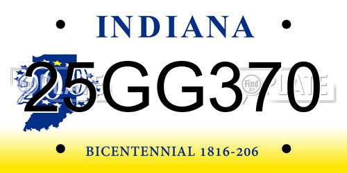 25GG370 Indiana License Plate