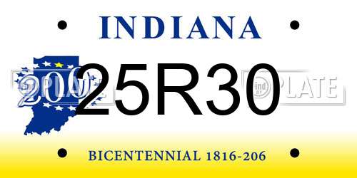 25R30 Indiana License Plate
