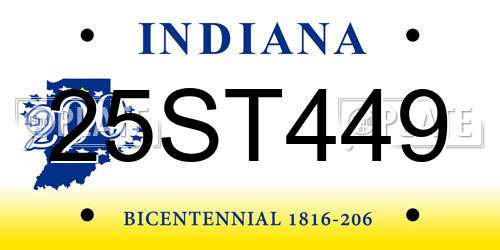 25ST449 Indiana License Plate