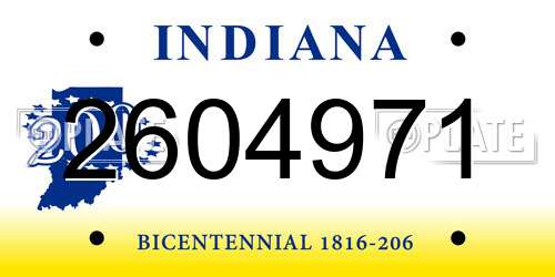 2604971 Indiana License Plate