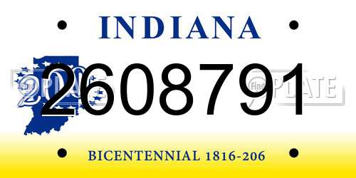 2608791 Indiana License Plate