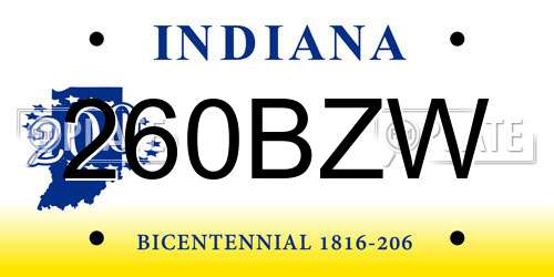 260BZW Indiana License Plate