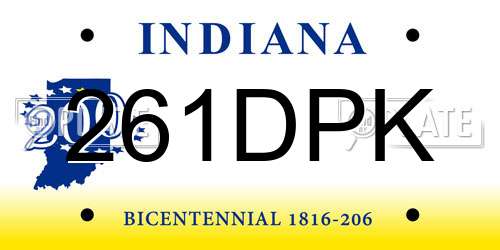261DPK Indiana License Plate