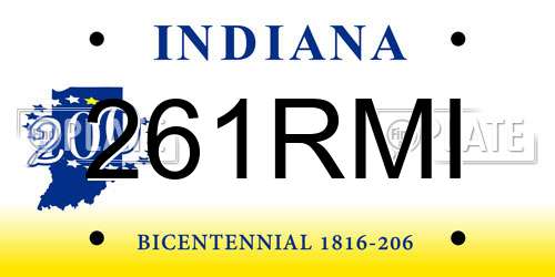 261RMI Indiana License Plate