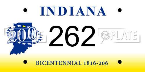 262 Indiana License Plate