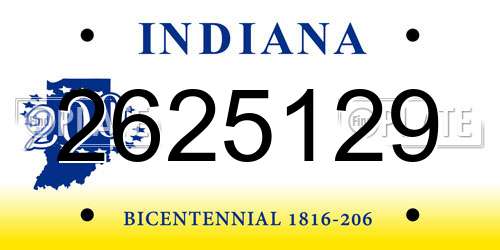 2625129 Indiana License Plate