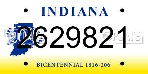 2629821 Indiana License Plate