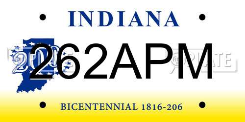262APM Indiana License Plate