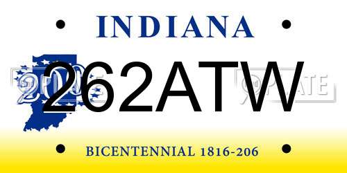 262ATW Indiana License Plate