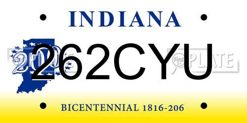 262CYU Indiana License Plate