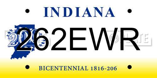 262EWR Indiana License Plate
