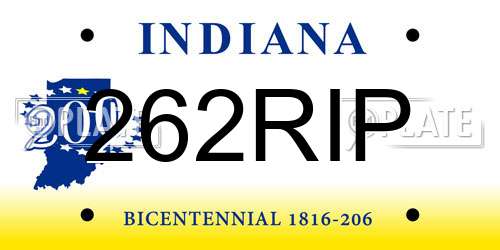 262RIP Indiana License Plate