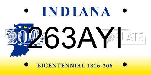 263AYI Indiana License Plate