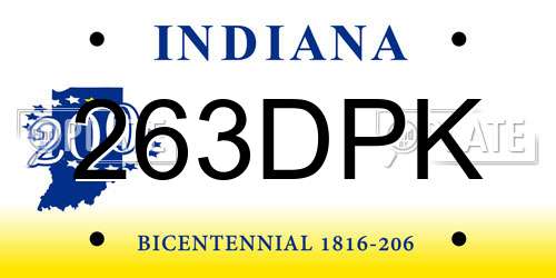 263DPK Indiana License Plate