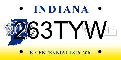 263TYW Indiana License Plate