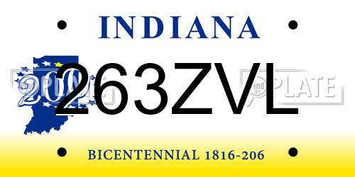 263ZVL Indiana License Plate