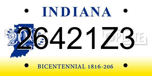 26421Z3 Indiana License Plate