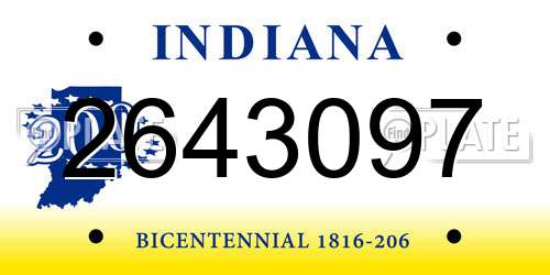 2643097 Indiana License Plate