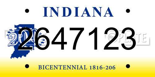2647123 Indiana License Plate