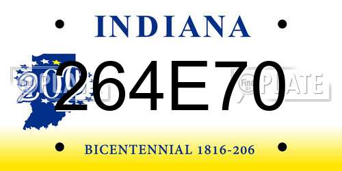 264E70 Indiana License Plate