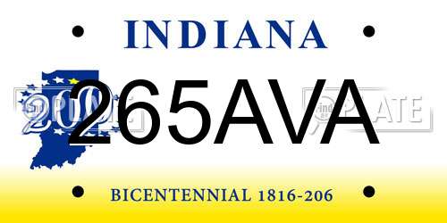265AVA Indiana License Plate