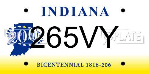 265VY Indiana License Plate