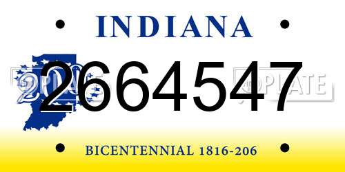 2664547 Indiana License Plate