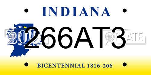 266AT3 Indiana License Plate