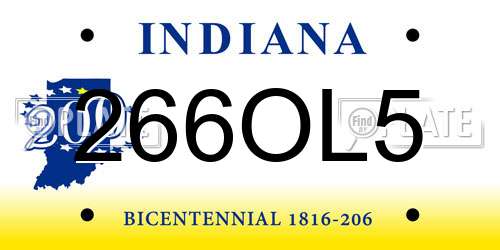 266OL5 Indiana License Plate