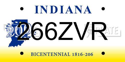 266ZVR Indiana License Plate