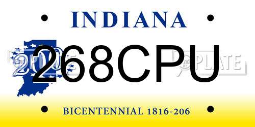 268CPU Indiana License Plate