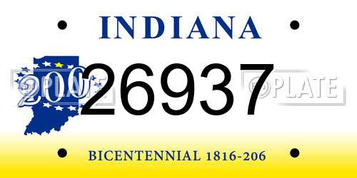 26937 Indiana License Plate