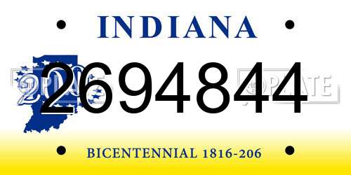 2694844 Indiana License Plate