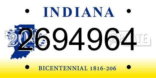 2694964 Indiana License Plate