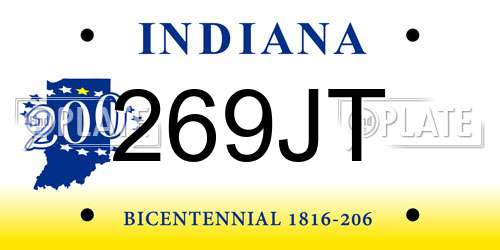 269JT Indiana License Plate