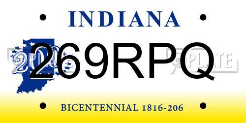 269RPQ Indiana License Plate