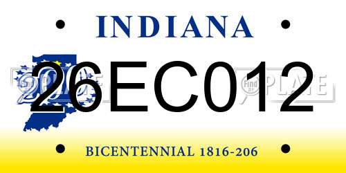 26EC012 Indiana License Plate