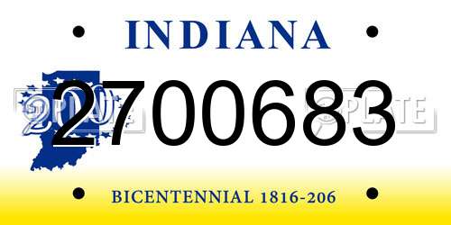 2700683 Indiana License Plate