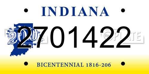 2701422 Indiana License Plate