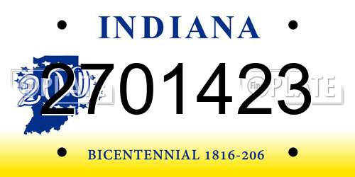 2701423 Indiana License Plate