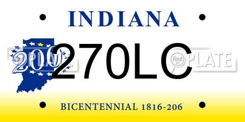 270LC Indiana License Plate