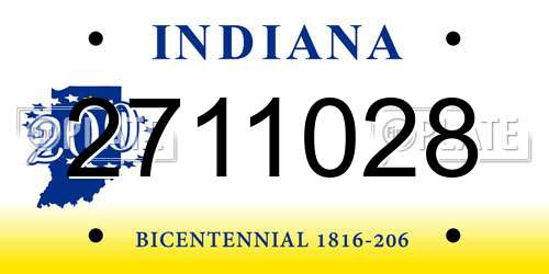 2711028 Indiana License Plate
