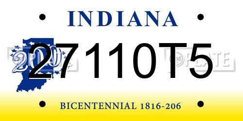 27110T5 Indiana License Plate