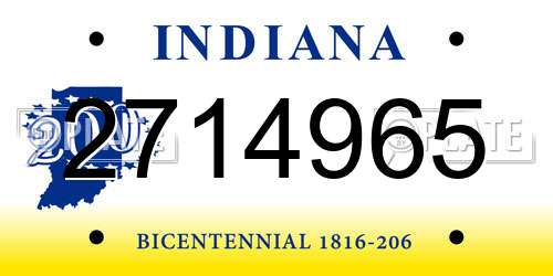2714965 Indiana License Plate