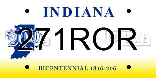 271ROR Indiana License Plate