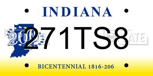 271TS8 Indiana License Plate