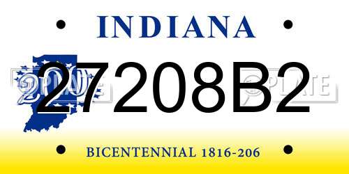 27208B2 Indiana License Plate